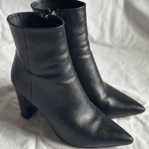 Billini Black Ankle Boots w/ Tortoise Shell Heels --Size US 7 / UK 4.5 / EU 37.5